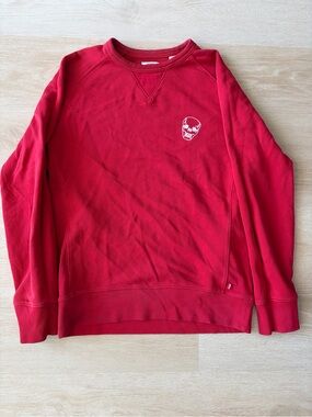 Levi's Bright Red Crewneck Sweatshirt with Skull Embroidery